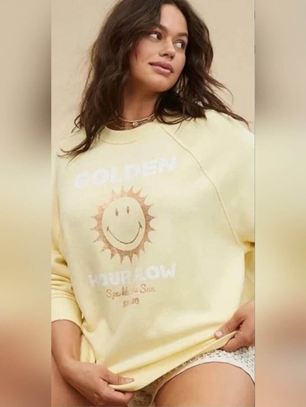 Aerie Butter Yellow Golden Hour Glow Sunshine Oversized Crew Neck
